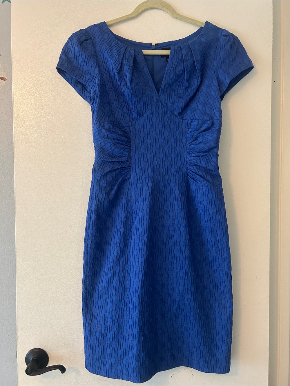 Adrianna Papell Cobalt Blue Cap-Sleeve Sheath Dress